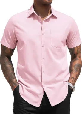 COOFANDY Men's Dress Shirts Short Sleeve Business Casual Regular Fit Button Down Shirts with Pocket