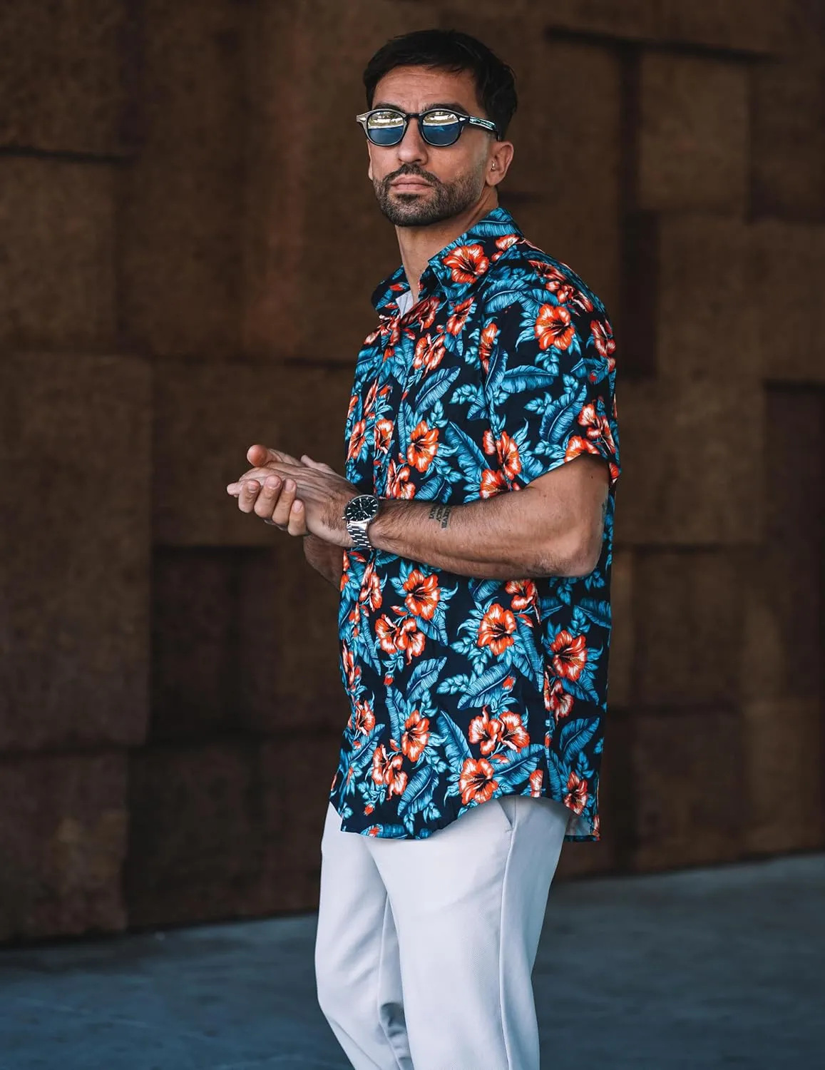 COOFANDY Mens Hawaiian Shirts Short Sleeve Button Down Shirt Casual Summer Beach Shirts Floral Tropical Vacation Resort Wear