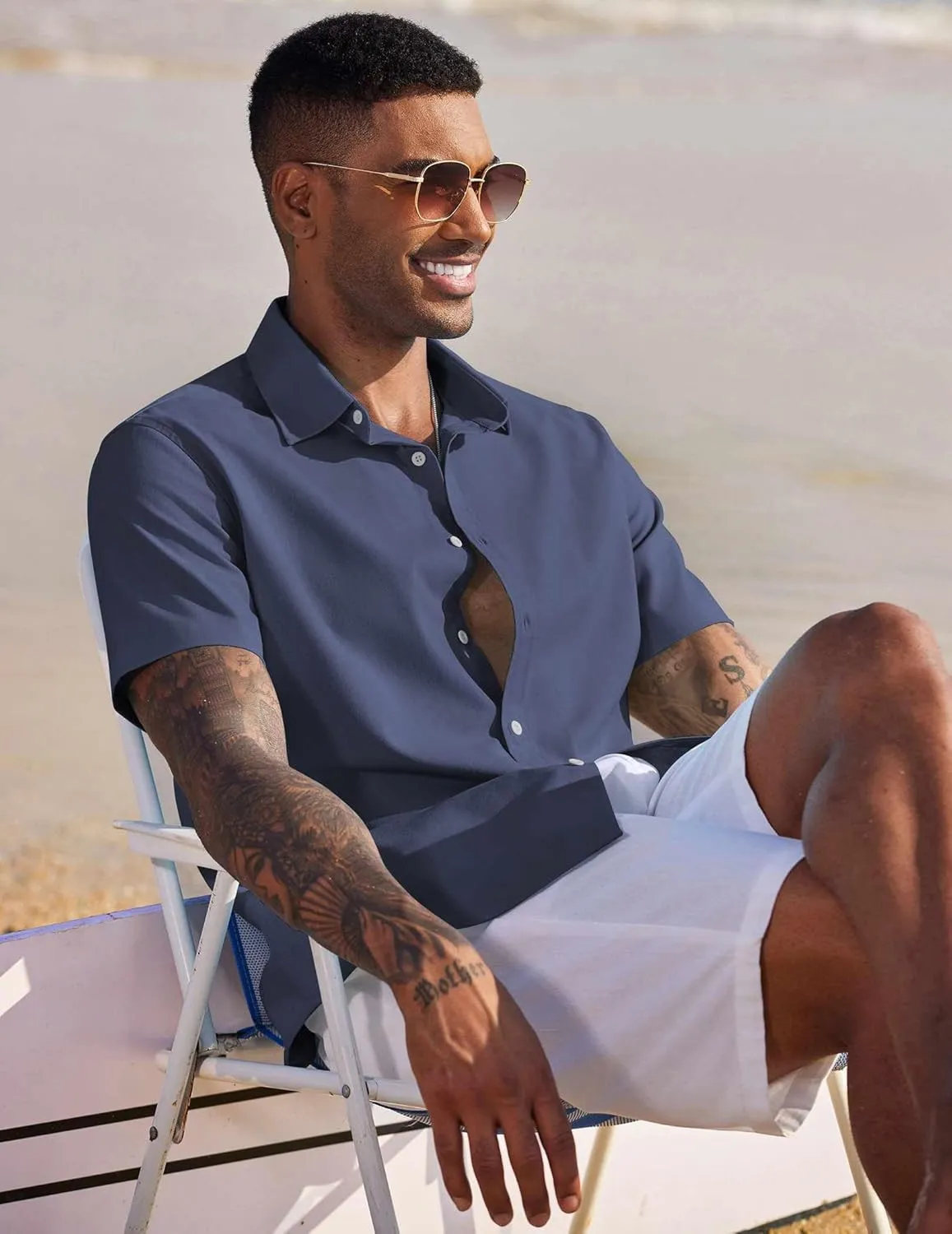 COOFANDY Men's Linen Casual Short Sleeve Shirt Button Down Summer Beach Wedding Shirts
