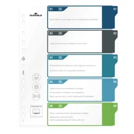 Durable Divider Colored A4 , made of PP, printable, 5 Tabs