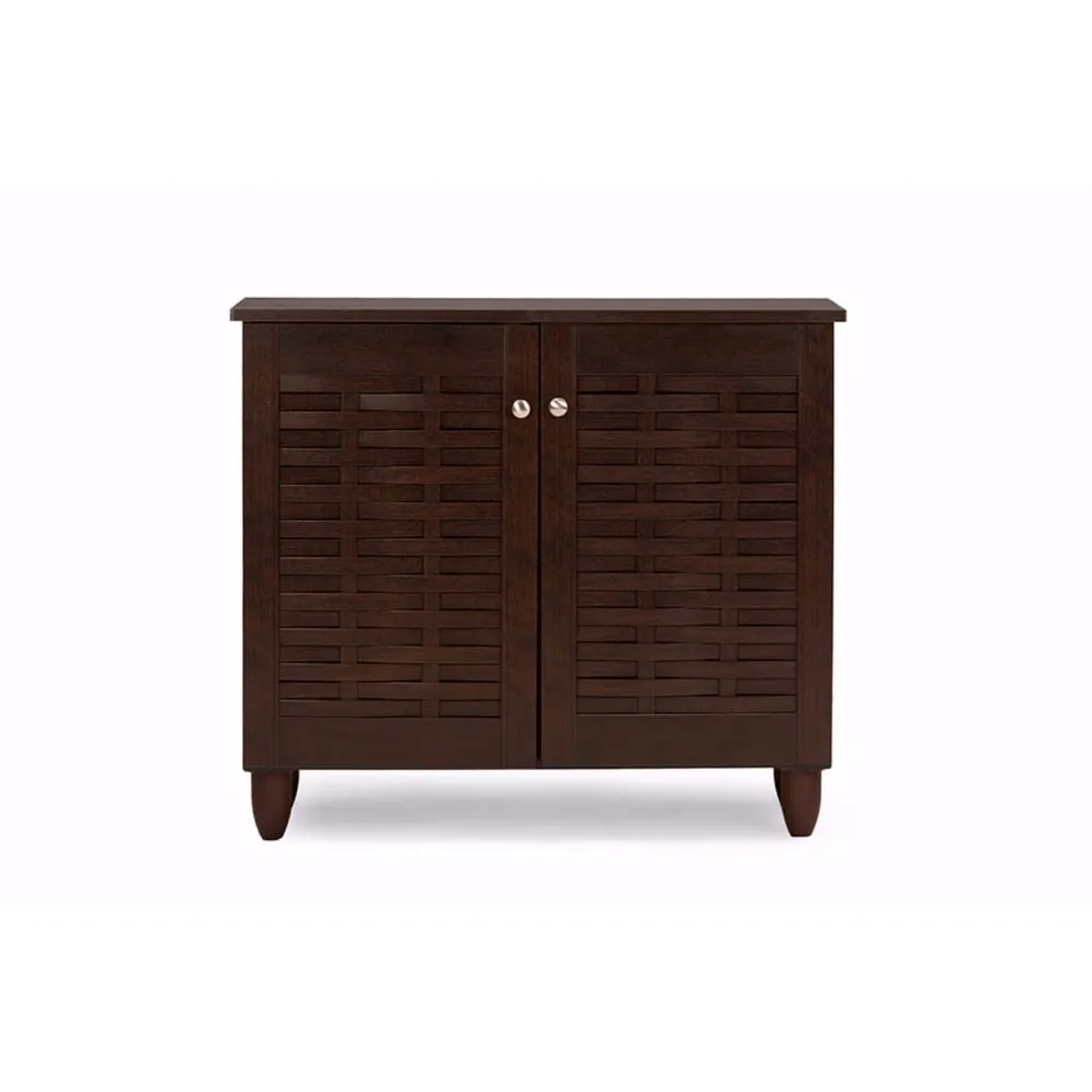 everyday Winda Modern and  2-Door Dark Brown Wooden Entryway Shoes Storage Cabinet
