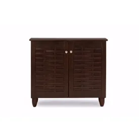 everyday Winda Modern and  2-Door Dark Brown Wooden Entryway Shoes Storage Cabinet