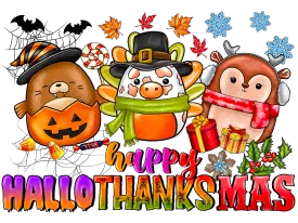 Hallothanksmas heat transfer, press and peel, no shirt