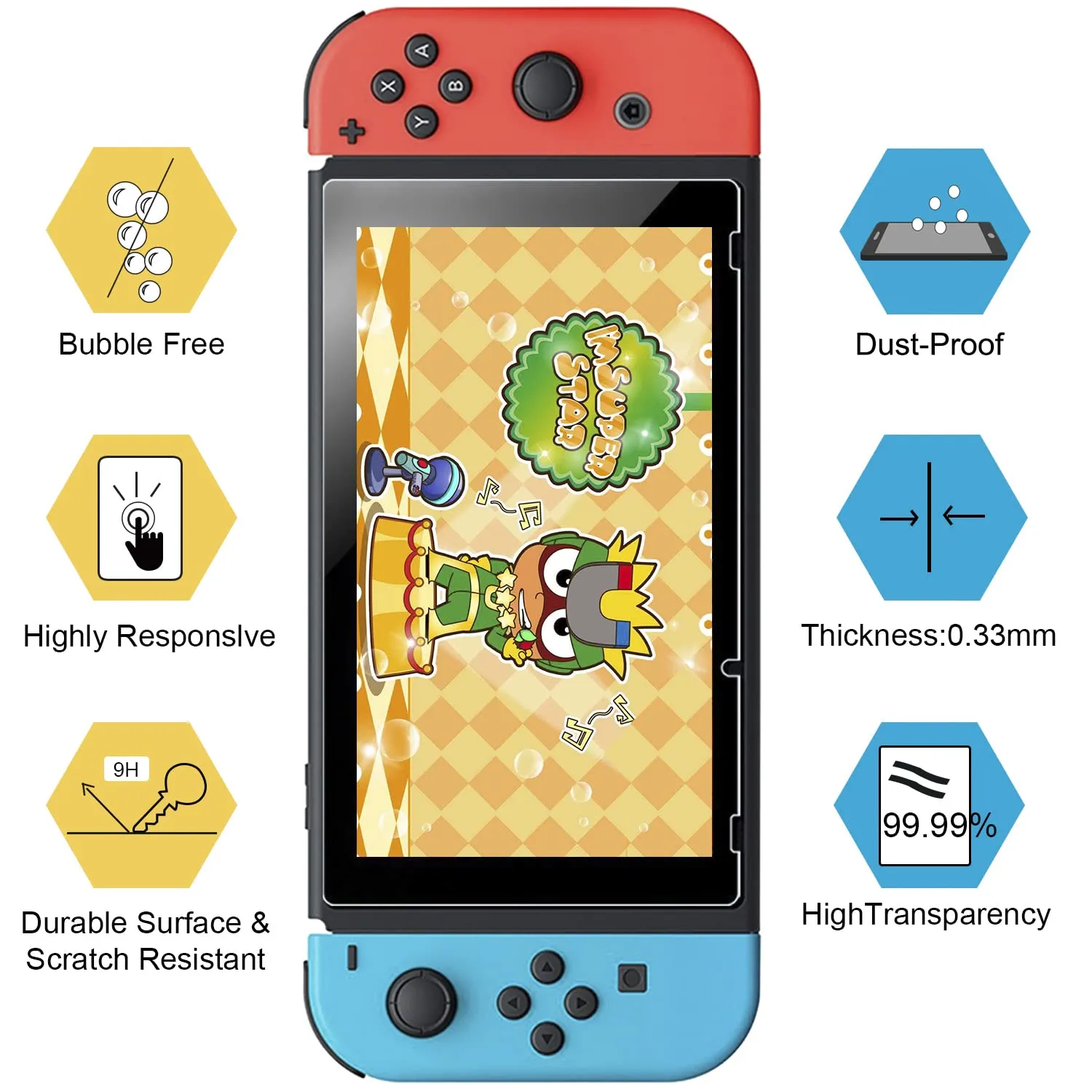 ivoler [3 Pack] Screen Protector Tempered Glass for Nintendo Switch, iVoler Transparent HD Clear Anti-Scratch Screen Protector Compatible Nintendo Switch