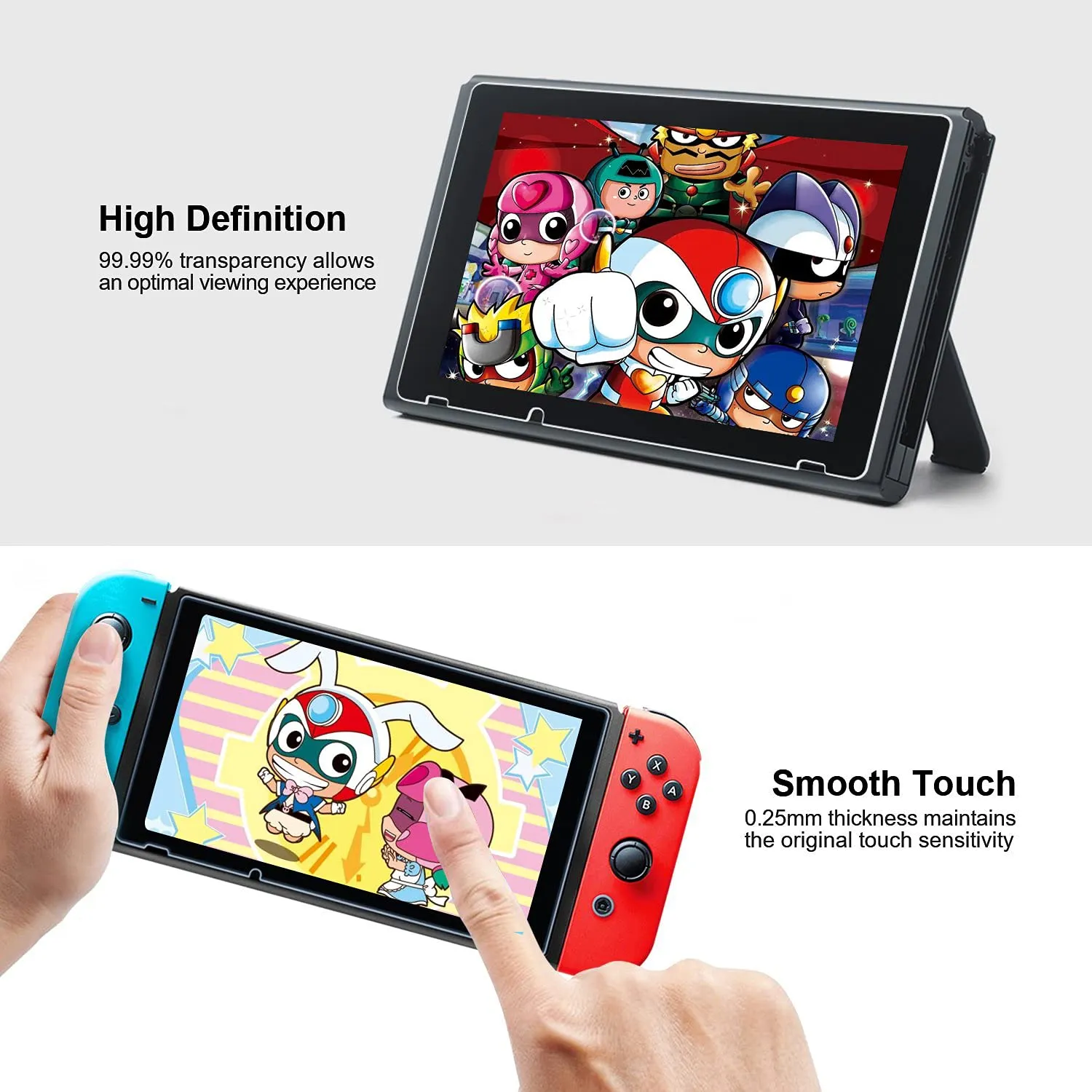 ivoler [3 Pack] Screen Protector Tempered Glass for Nintendo Switch, iVoler Transparent HD Clear Anti-Scratch Screen Protector Compatible Nintendo Switch
