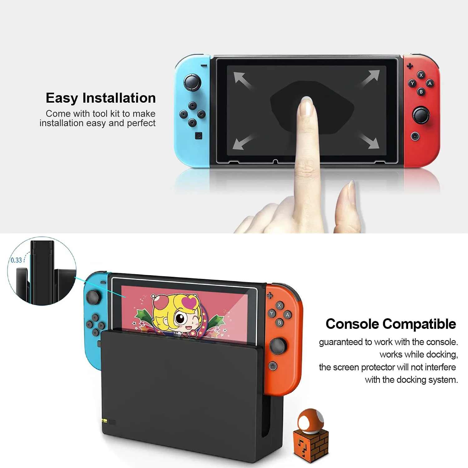 ivoler [3 Pack] Screen Protector Tempered Glass for Nintendo Switch, iVoler Transparent HD Clear Anti-Scratch Screen Protector Compatible Nintendo Switch
