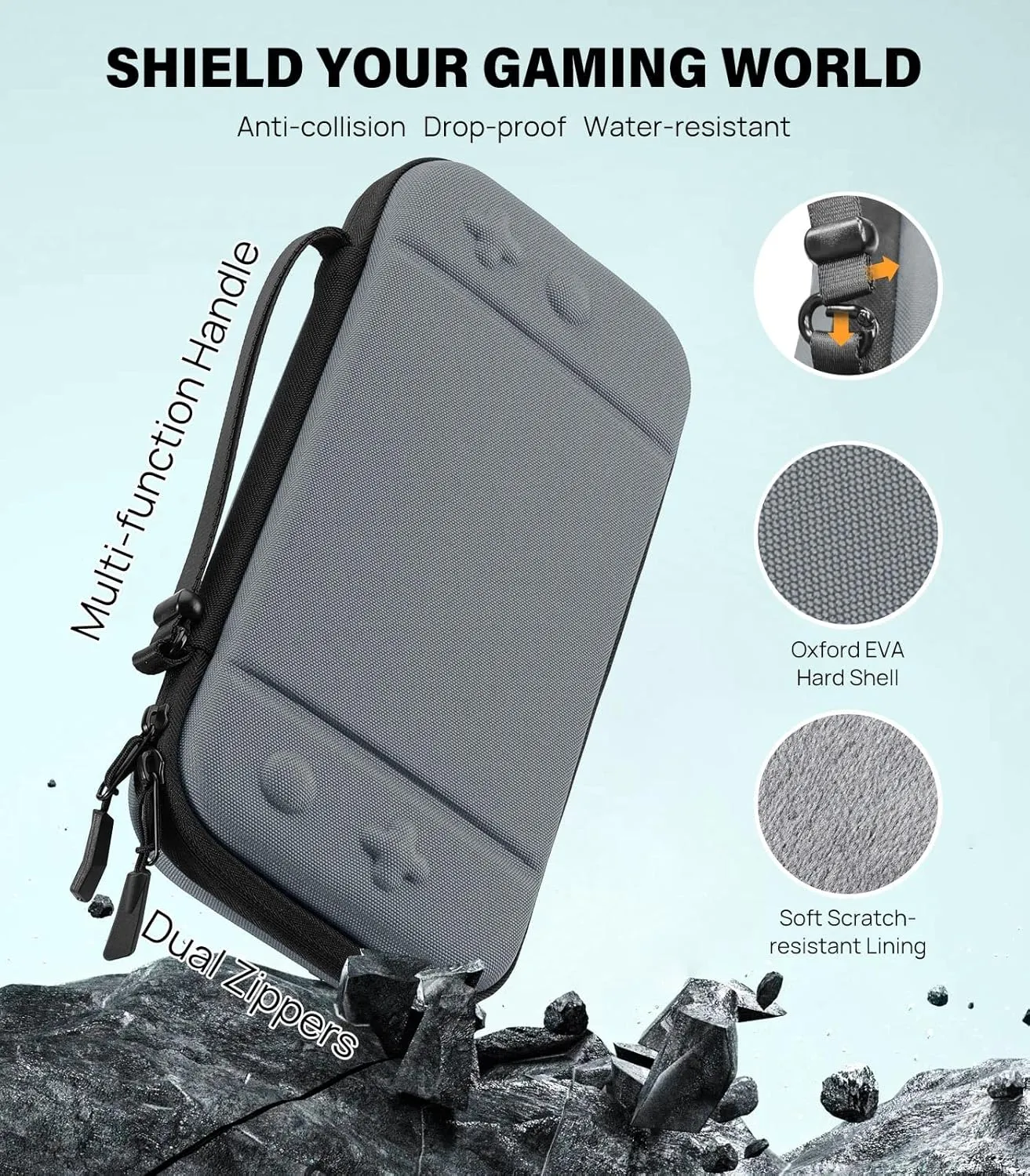 MoKo Switch 2 Accessories Bundle Kit for Nintendo Switch 2 (2025), 14 in 1 Gift Kit with Carrying Case, Protective Cover, Clear TPU Joycon Case, 2x Screen Protectors and 8x Thumb Grip Caps, Gray
