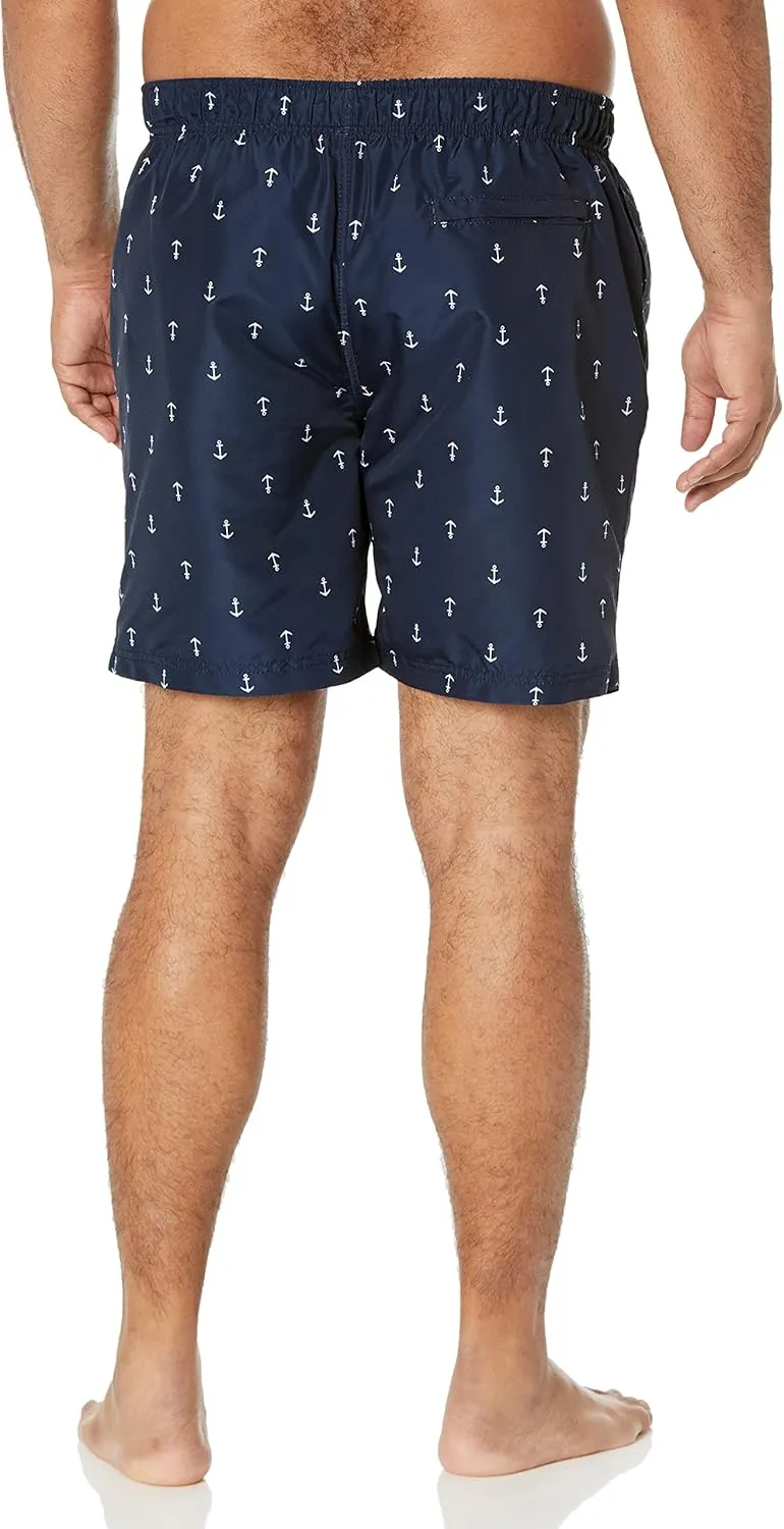Nautica Men's Standard Quick Dry All Over Classic Anchor Print Swim Trunk