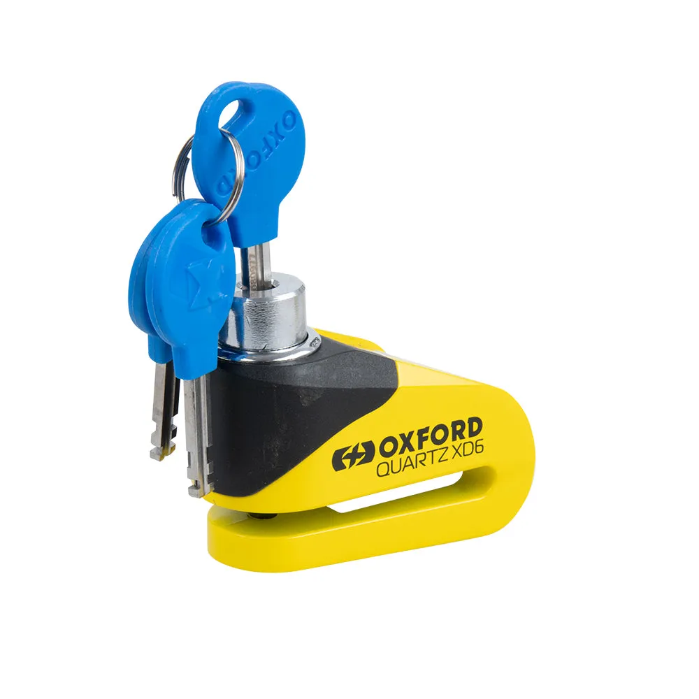 Oxford Quartz XD6 Disc Lock Yellow Black Motorcycle Security