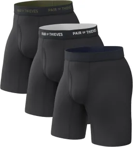 Pair of Thieves Super Fit Long Boxer Briefs for Men - Ultra Soft, Breathable, Quick-Dry Underwear 4-Way Stretch (2 & 3 Pack)