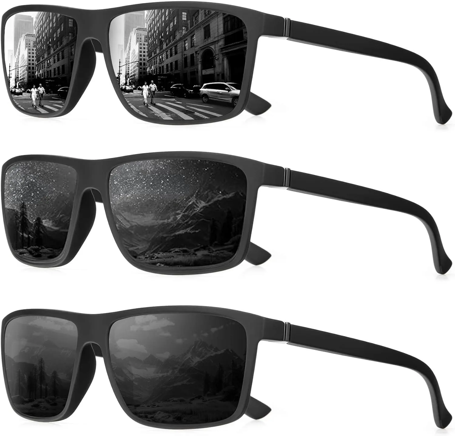Polarized Sunglasses for Men Rectangular Frame Men's Polarized Sunglasses Sports Sunglasses with UV400 Protection
