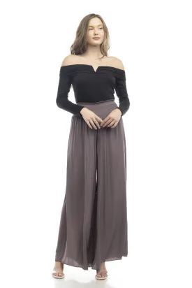 Smocked waist wide leg pant