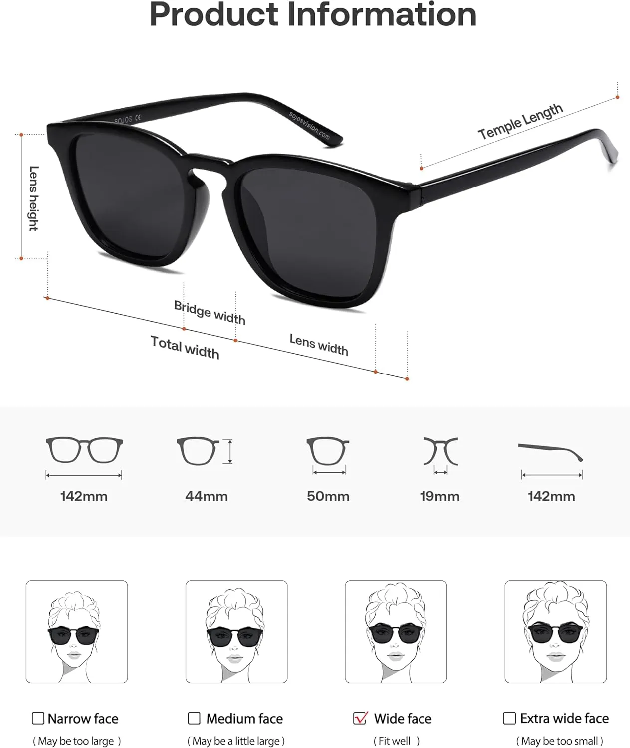 SOJOS Polarized Sunglasses for Women Men Classic Large Vintage Style Shades